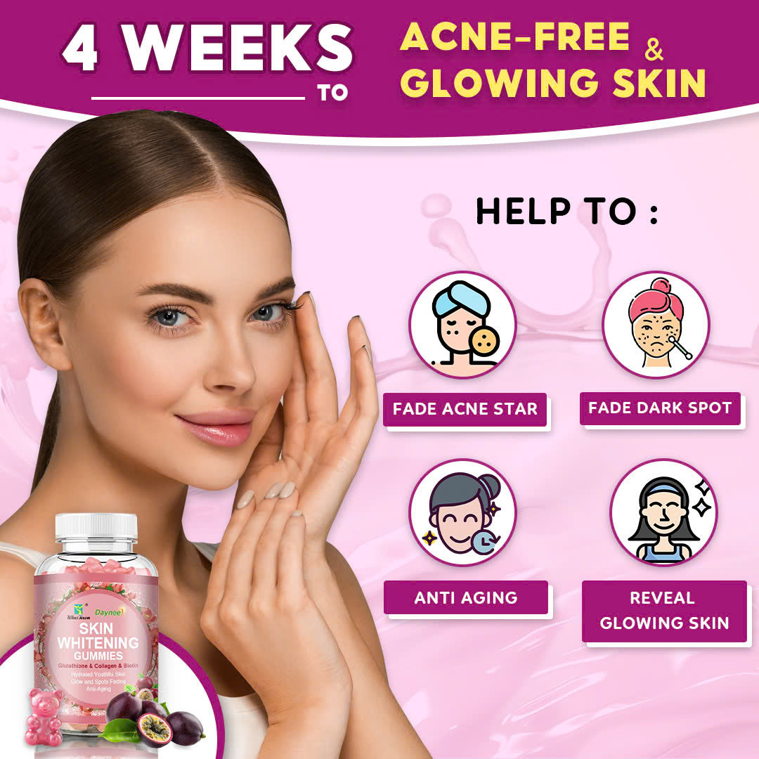 SKIN WHITENING GUMMIES WITH GLUTATHIONE + COLLAGEN + BIOTIN