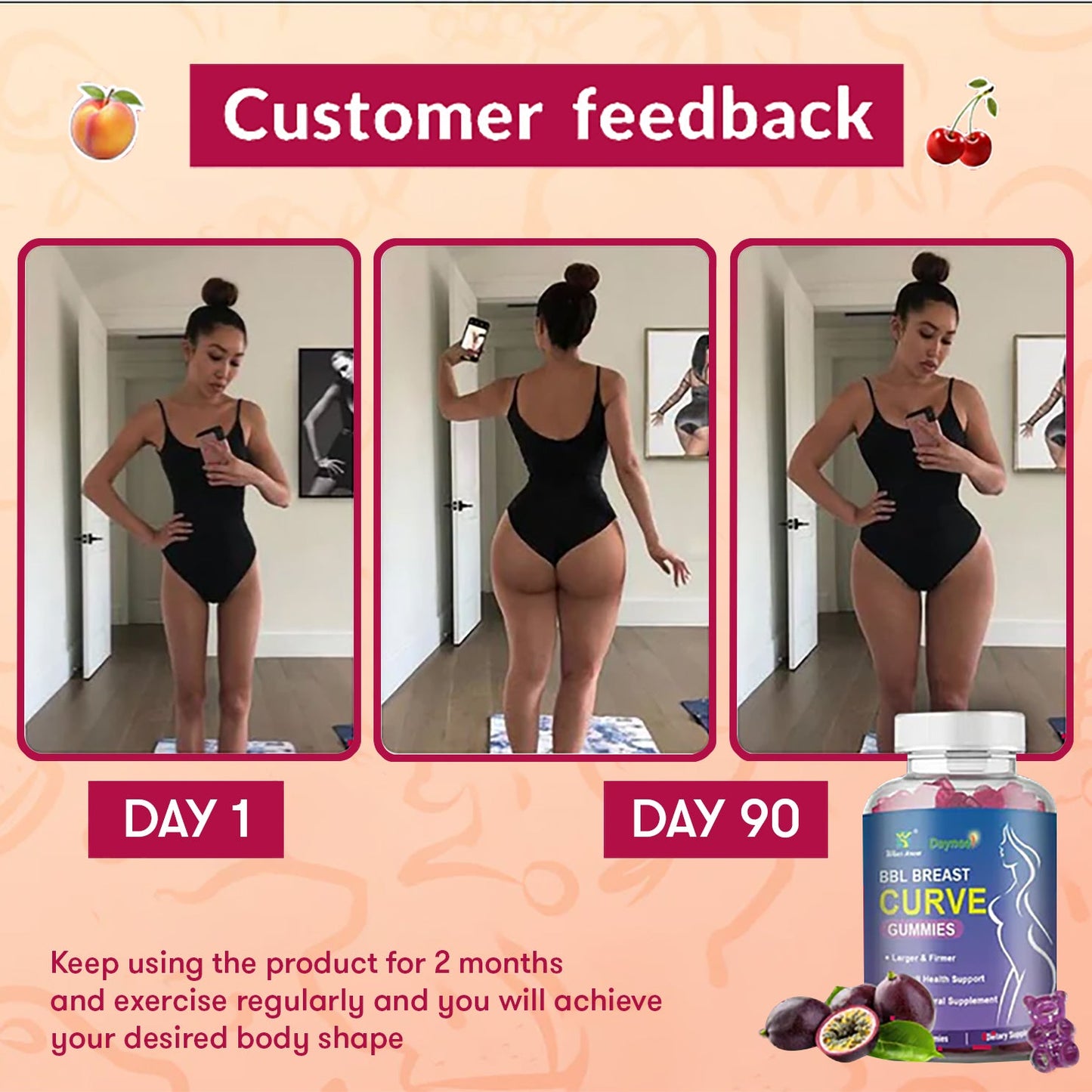 BBL Breast Curve Gummies | Supplement for Butt and Breast Enlargement, Overall Health Support, and Hormonal Balance