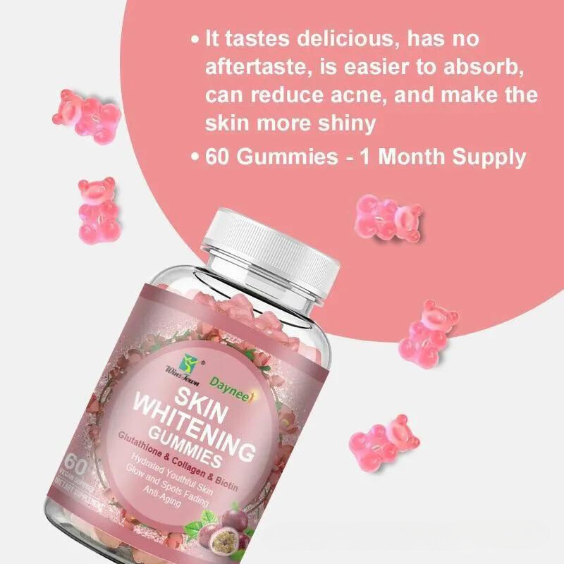 SKIN WHITENING GUMMIES WITH GLUTATHIONE + COLLAGEN + BIOTIN