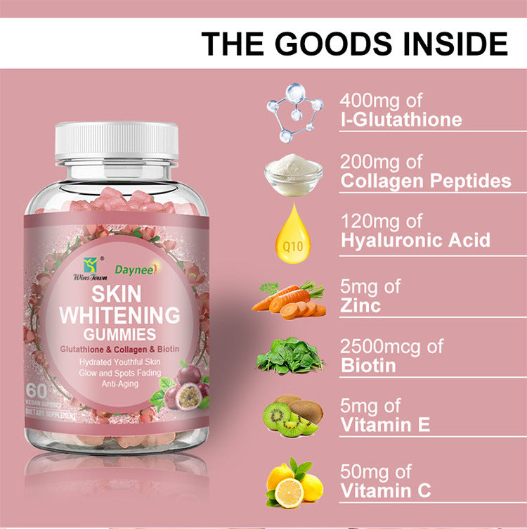SKIN WHITENING GUMMIES WITH GLUTATHIONE + COLLAGEN + BIOTIN