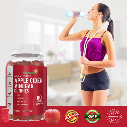 Apple Cider Vinegar Gummies (500mg) | Dietary Supplement for Detox, Weight Loss, Cholesterol, and Energy