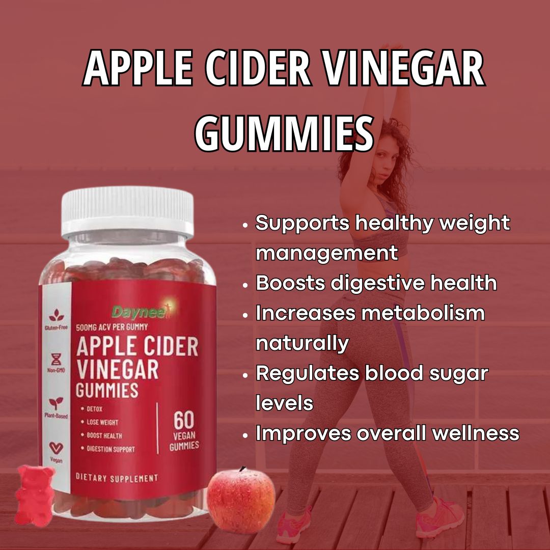 Apple Cider Vinegar Gummies (500mg) | Dietary Supplement for Detox, Weight Loss, Cholesterol, and Energy