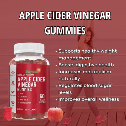 Apple Cider Vinegar Gummies (500mg) | Dietary Supplement for Detox, Weight Loss, Cholesterol, and Energy