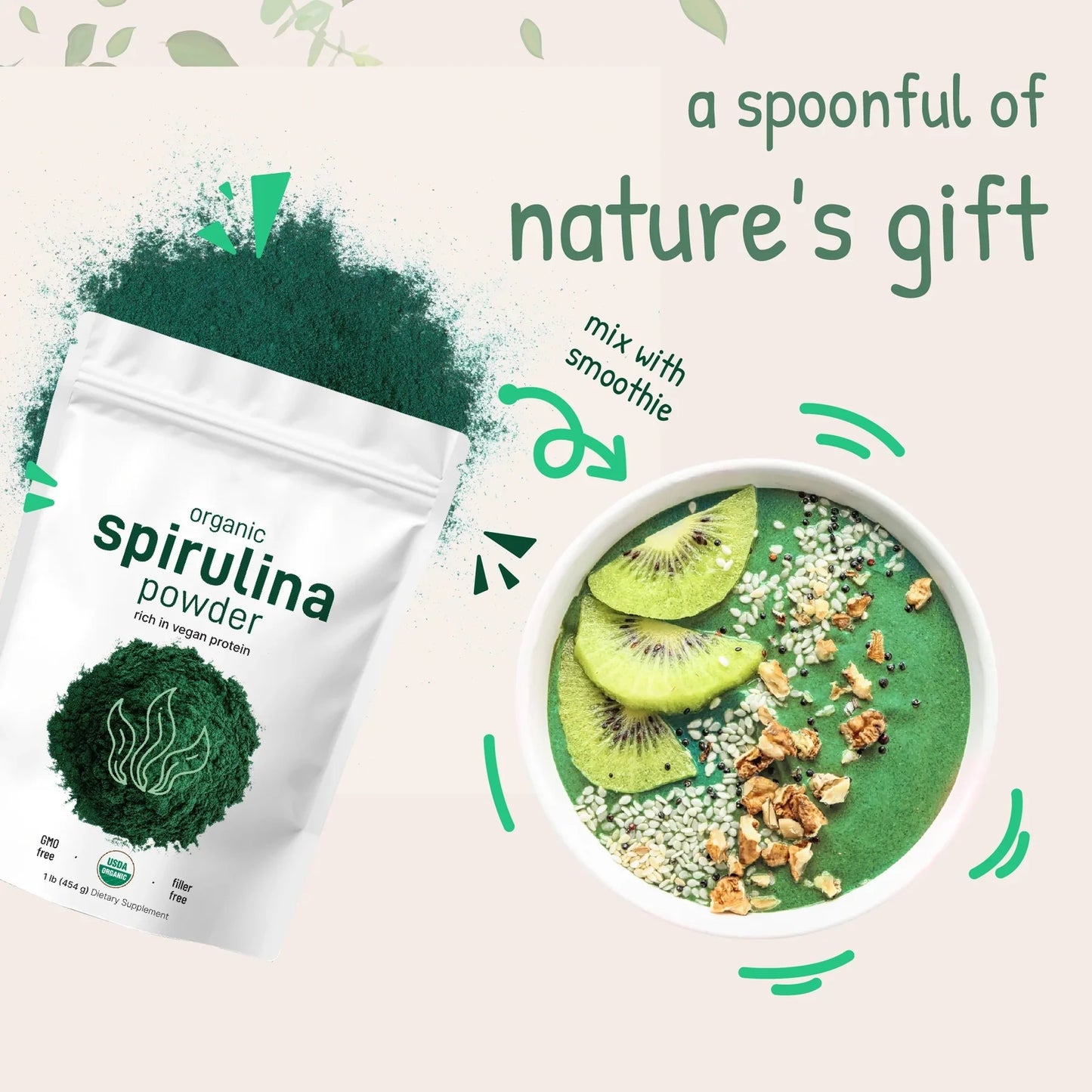 Organic Spirulina Powder 1 Pound